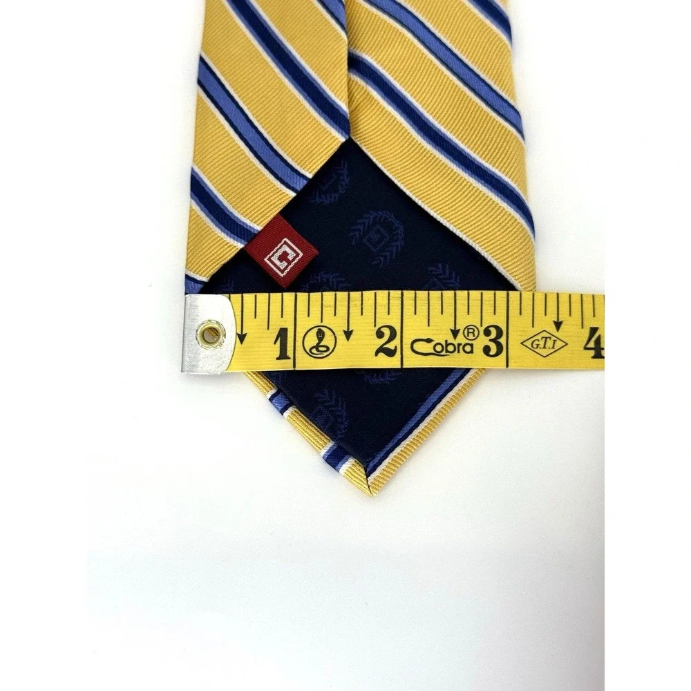 Chaps Yellow Blue Striped Silk Necktie Classic Prep School Uniform Style 60